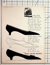 1958 Saks Fifth Avenue Shoes Ad Mademoiselle Magazine Vintage Print Fashion picture