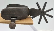 Antique Spanish Style Hand Made Iron Spur with Hand Tooled Pattern ~ Video picture