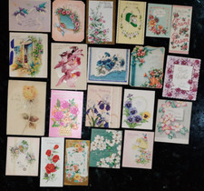 20 Vintage Floral Birthday Greeting Cards Lot Flowers Botanical Designs picture