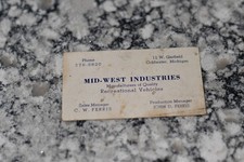 Business Card Antique Vintage Mid-West Industries C W Ferris John Coldwater MI picture