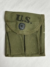 US GI WWII O.D. COLOR  1943 MAGAZINE STOCK POUCH MARKED 