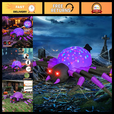 9FT Halloween Inflatable Purple Spider Yard Decoration with LED Lights, Outdoor picture