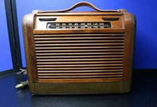 Vintage 1946 Philco Wooden Roll Top Portable Tube Radio 46-350 Powers on Only picture