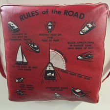 Vintage 1950's 1960's Sears Boat Seat Cushion Rules of the Road Life Preserver picture
