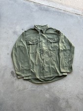 Vintage 60s US Army OG107 Utility Shirt Military Jacket Distressed Fatigue Green picture