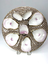 Antique Rare  Carl Tielsch & Co Gold Iredescent in Fishnet Pattern Oyster Plate picture