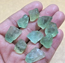 Glowing Green Fluorite Rough 9 Pcs 12-20 mm Size Loose Gemstone For Jewelry picture