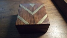 Nate Berkus Wooden Jewelry Trinket Box - Inlay with Brass and wood.  picture