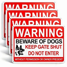 4 Pack Beware Of Dog Sign,12x8 Inch Beware Of Dog Signs For Fence picture