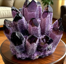 2100g+ Natural Rare Large Deep Purple Amethyst Crystal Cluster Mineral Specimens picture