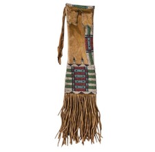 Handmade Lakota Sioux Western Native American Beaded Tobacco bag Hide Pipe bag picture