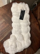Tahari Christmas Stocking Carved Faux Fur White Luxe 22 inch Holiday Decor NEW picture