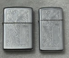 2 Matching His & Hers Vintage (1993) Ornate Zippo Lighters Ready To Engrave picture