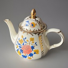 Vintage Arthur Wood England 5452 Rose Teapot Gold Trim Floral Porcelain picture