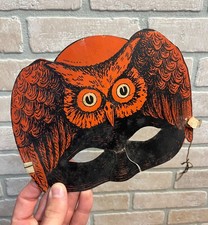 SCARCE Antique Halloween Beistle Domino Party Mask 1926-1931 Hat OWL Vintage picture