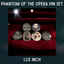 Phantom Of The Opera Pin set NEW ~ 6 PACK ~ Opera Ghost 1.25 In Pinback Buttons picture