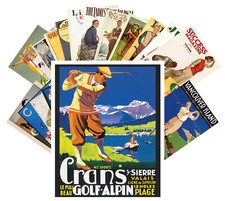 Postcard Pack (24 pcs) Golf Player Vintage Sports & Travel Posters CC1029 picture