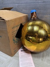 VTG Baker's Lawn Ornament Gazing Gold Sw Glass Globe Christmas USA Made 12 In XL picture