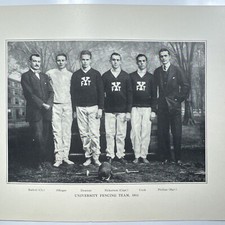 1915 Yale University Antique College Fencing Team Print 9.5 x 7.5 Orig 9191 picture