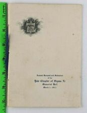 Vintage 1912 Yale Ivy League Sigma Xi Fraternity Banquet and Initiation Program  picture