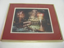 Vintage WEBN Fireworks Cincinnati, Ohio Newport, KY Framed Photo Vincent C. 1990 picture