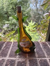 Vintage 1968 Nello Gori Orvieto Blown Crackle Glass Fish Wine Bottle 12” picture