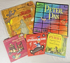 Disney Lot of 5 Vtg Vinyl Records 2 LPs 3 Singles Jungle Bk Peter Pan Snow White picture