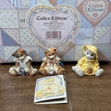 Enesco Calico Kittens Spring Minis Set of 3 155578 Duck Bird Lamb NIB picture