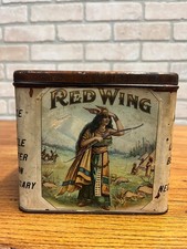 SCARCE Vintage Red Wing Cigar Tin Can Paper Label Litho Ohio  picture