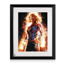 Brie Larson Signed Captain Marvel Poster. Framed picture