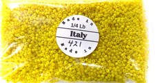 1/4 Pound 8/0 to 9/0 - SWEET Greasy Yellow Seed Antique African Beads Trade V421 picture