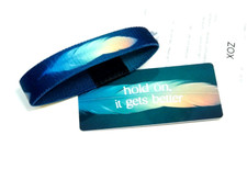 ZOX **HOLD ON, IT GETS BETTER** Silver Single Large NIP Wristband w/Card picture