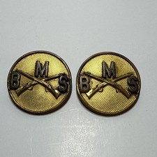 WWI Era Bingham Military School BMS Infantry Crossed Rifles Collar Insignia Pair picture