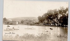 BOATS IN LAKE wauneta ne c1910 postcard nebraska real photo rppc historic scene picture