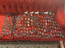 Huge Vintage Lot of MPC Figures Army Men Civil War Cowboys Indians Horses Etc… picture