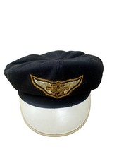 Vtg Harley Davidson Motor Cycles Biker Captain Hat Cap Embroidered Large picture