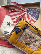 WWI Son In Service Lot Silk Embroidered Mother Pouch Pin Star Banner Ribbon ID'd picture