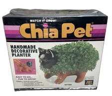 Vtg New In Box Chia Pet Kitten Original 2000 Handmade Pottery Planter Kit Cat picture