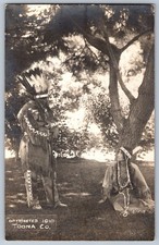 Native American RPPC 1910 Chief War Bonnet Beaded Regalia Real Photo Toona Co picture