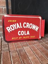 ROYAL CROWN COLA Flange Vintage Soda Beverage Diner Gas Oil Sign Dbl Sided Pop picture