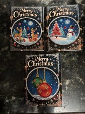 Set Of Three Mini Merry Christmas Cards Or Gift Tags With Sparkly Rhinestones picture