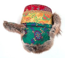 Vintage Traditional Mongolian Tibetan Handmade Hat and Wool Boots picture