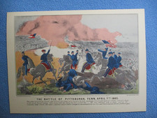 1960 Currier & Ives Civil War Print - Battle of Shiloh, Tennessee, April 7, 1862 picture