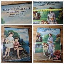 1920s Lot LARGE LEWISVILLE NC ROLLER MILL POSTERS FLOUR MEAL FEEDS ADVERTISING picture