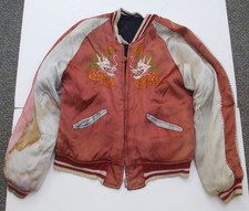 Vintage 1950s Korean War Sukajan Souvenir Reversible Velour Japan Map Jacket picture
