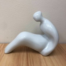 Naaman Israel White Cast Porcelain Sitting Woman Figurine picture