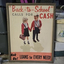 Vintage 1950s Back To School Loan Sign picture