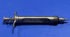 Vintage nickel plated metal syringe 2.5 ml set screw for dosing glass windows picture