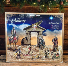 Kirkland Nativity Christmas Scene #915694 Hand Painted 13-piece LARGE Orig Box picture