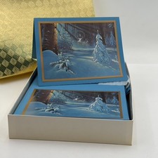 35 VTG Leanin' Tree Christmas Cards Forest Cathedral Deer Stag Winter Snow MCM picture